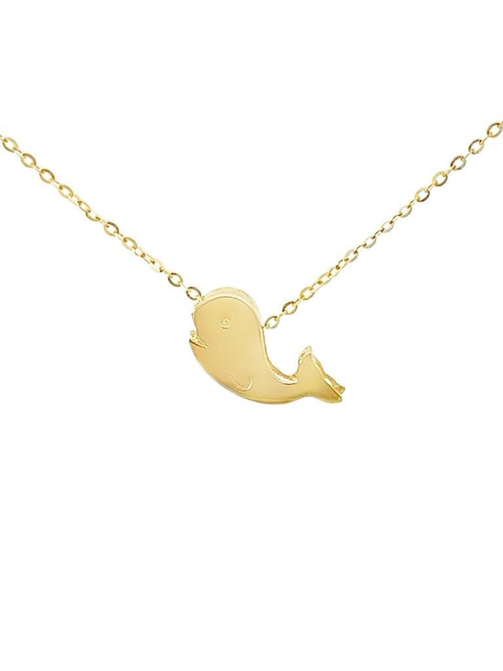 14K Real Solid Yellow Gold Whale Sea Life Pendant Necklace 16″+2″